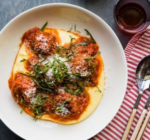 Meatballs with fontina mash.