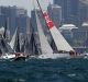 Disappointing end: Wild Oats XI, pictured at the start of the race.