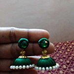 Green Plastic Base Metal Pearl Traditional Jhumki Earring