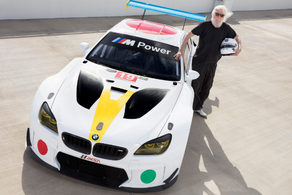 John Baldessari with his BMW Art Car, an M6 GTLM.