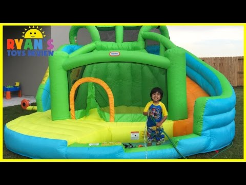 GIANT INFLATABLE SLIDE for kids Little Tikes 2 in 1 Wet 'n Dry Bounce Children play center