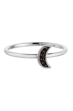 MOON CRESCENT RING BLACK SPINEL