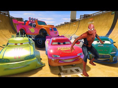 Lightning McQueen and MONSTER TRUCK BLAZE Disney Cars Spiderman Komodo Max Schnell