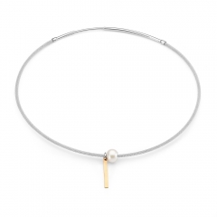 Pearl and Gold Bar Choker