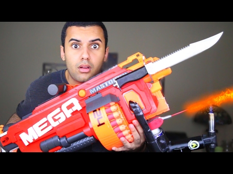 MOST DANGEROUS TOY OF ALL TIME 3.0!! (EXTREME NERF GUN / ZING BOW EDITION!!) FLAMETHROWER & BAYONET