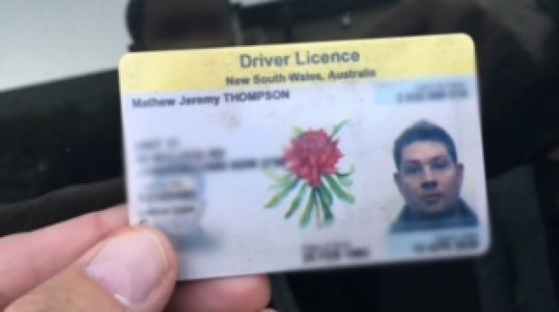 The witness took a photo of Mathew Thompson's driver's licence after confronting him following the crash.