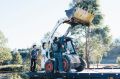 Damage at Amaroo Sporting fields believed to be caused by a stolen bobcat on Saturday night.