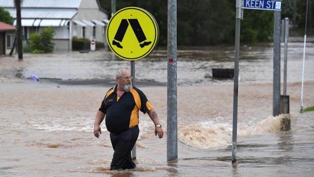 Lismore's CBD is flooded after the Wilsons River breached its banks early on Friday.