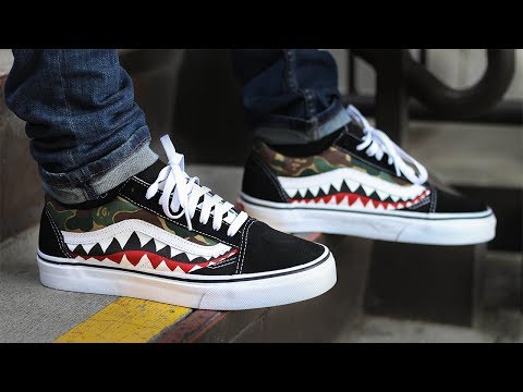 Custom Bape Shark Vans + on Feet!