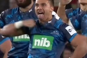 Controversial: The Blues' haka on Wednesday night.