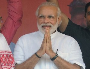 Prime minister of India Narendra Modi during BJP campaigning for Assembly election in Kolkata on April 17, 2016