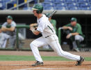  USF infielder Kevin Merrell (6) connects for a double in the third inning of their American Athletic Conference game against Tulane Tuesday, May 23, 2017 in Clearwater. The Bulls won 7-6.