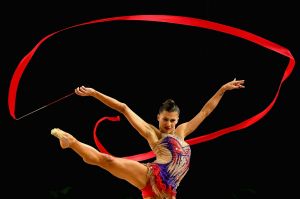 Danielle Prince of New South Wales competes with the ribbon during the Australian Gymnastics Championships at Hisense ...