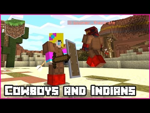 Cowboys and Indians Playing and Having Fun in Minecraft game!