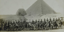 solders in front of sphinx