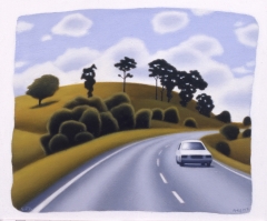 Hillside with Road and Car