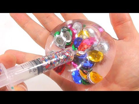 Slime Glue Colors Glitter Circle Water Balloons DIY Syringe Real Play Learn Colors Jelly Slime