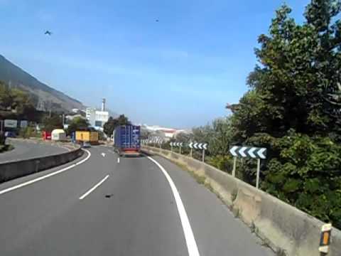 Driving down to the port in Bilbao, Spain