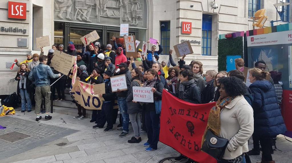 Cleaners picket the LSE