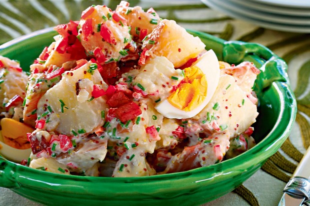 'Mum's potato salad' with bacon and boiled eggs is a Strode family favourite <a ...