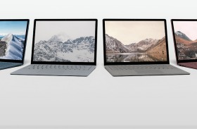 The many colours of the Surface Laptop: Cobalt Blue (left), Platinum, Graphite Gold and Burgundy 