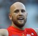 Shining: Gold Coast's Gary Ablett celebrates on the siren after the Suns defeated the Hawks in round 12.