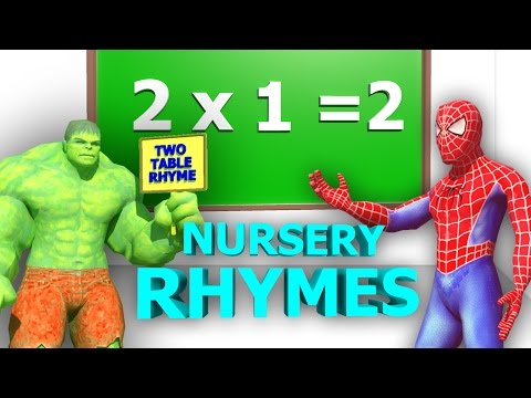 Two Table Song | Two One Za Two Table Teach With Spider man Hulk Lot More Nursery Rhymes