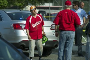 Rep. Chuck Fleischmann, R-Tenn. is seen near the scene of a shooting in Alexandria, Va., Wednesday, June 14, 2017, where House Majority Whip Steve Scalise of La. was shot during a Congressional baseball practice.