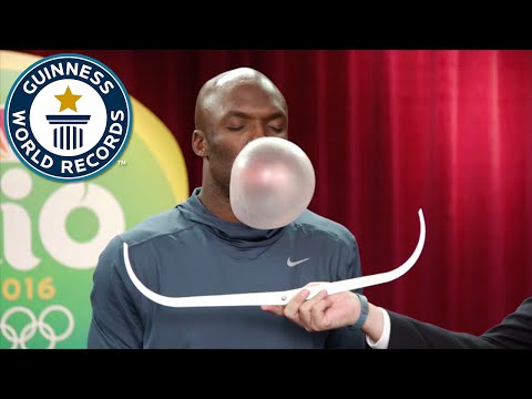 USA Olympians attempt the Largest bubblegum bubble world record