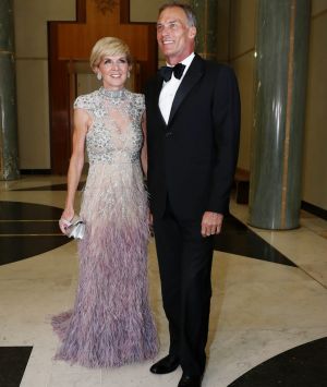 Minister for Foreign Affairs Julie Bishop and David Panton at the Midwinter Ball at Parliament House on Wednesday.