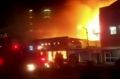 Amigo's Bar and Grill in Margaret Street, Toowoomba, burns on Tuesday night.