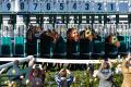 The start of Race 4, won by Falago (barrier 4) during Melbourne Racing at Flemington Racecourse on June 10, 2017.