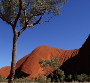 Walking around the 10-kilometre base of Uluru reveals startling colour contrasts.