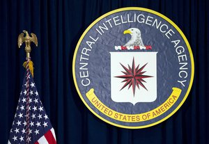 FILE - This April 13, 2016, file photo shows the seal of the Central Intelligence Agency at CIA headquarters in Langley, Va.