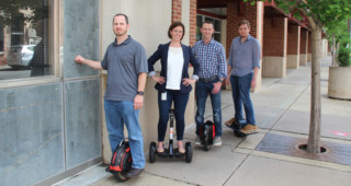 Max Barbour, Susan Dawson, Stuart Leitch and Nick Taucher show off their wheels. Staff photo