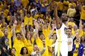 Kevin Durant watches his three-point shot.