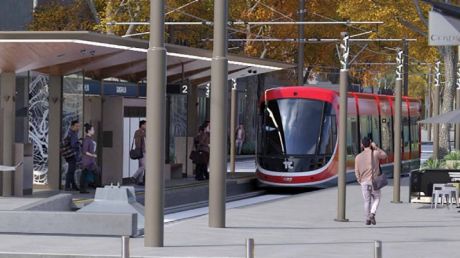 An artist's impression of a light rail stop at Gungahlin Place in Canberra's north.