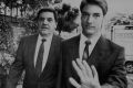 Dismissed Supreme Court Justice Angelo Vasta, with his son Ross, arrives at court in 1990.