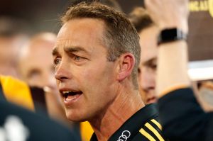 An expensive utterance: Hawks coach Alastair Clarkson copped a $20,000 fine.