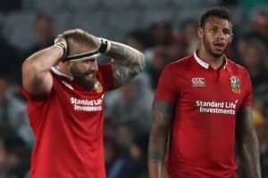 Red alert: Courtney Lawes of the British and Irish Lions and teammates come to terms with defeat against the Blues at ...