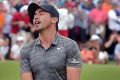 Chance blown: Jason Day reacts to a missed putt on the 18th hole in a playoff against Billy Horschel at the AT&T Byron ...
