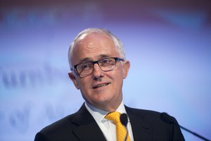 Australian Prime Minister Malcolm Turnbull delivers the key-note address to kick off the IISS Shangri-La Dialogue in Singapore