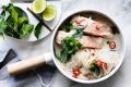 Salmon with coconut, glass noodles and herbs 