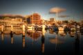 Looking across Hobart’s harbour to the city centre.