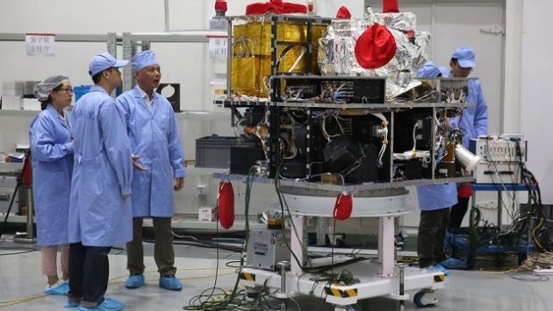 The 600-kilogram payload that is now onboard the Chinese Micius satellite producing pairs of quantum entangled photons.