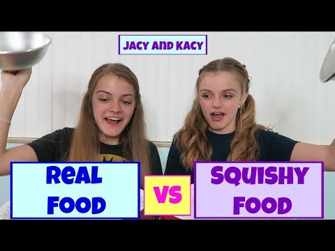 Real Food vs Squishy Food Challenge ~ Jacy and Kacy