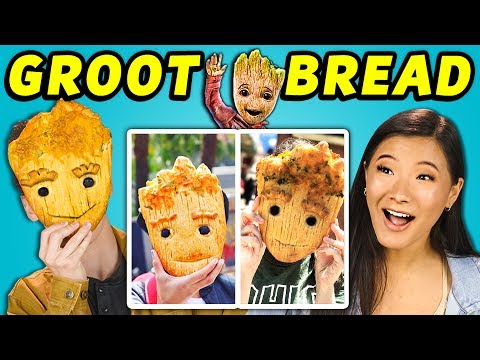 TEENS EAT BABY GROOT BREAD FROM DISNEYLAND! | Teens Vs. Food