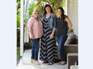 Photo: News Corp. From left: Brisbane women Carren Stapleton, Rebecca Collins and Lauren Leslie met in 2015 as recent widows.