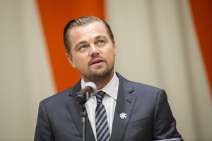 Leonardo DiCaprio, actor and UN Messenger of Peace, speaks at the screening of the documentary film "Before the Flood"in United Nations, New York