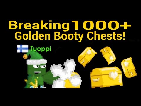 Growtopia - Breaking 1000+ Golden Booty Chests!